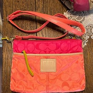 Coach Weekend Swing Pink and Orange Crossbody Bag